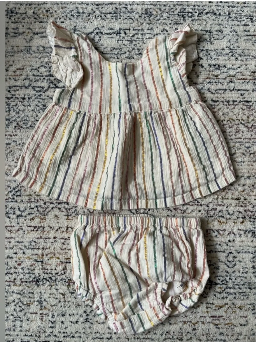 Baby GAP Shiny Rainbow Outfit Set In Multi Stripe 0-3 months